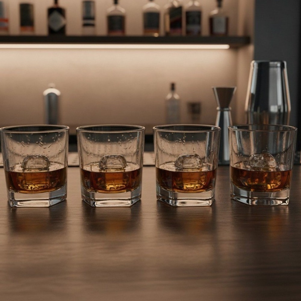 Libbey Duratuff Old Fashioned Glasses, Set of 4, Vintage Clear Drinkware Barware